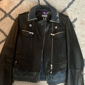 Dolce and Gabbanna leather / denim jacket size XS  EUC